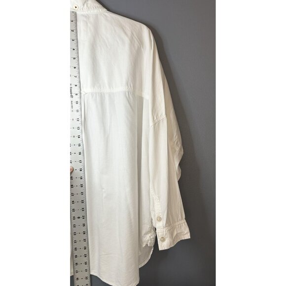 American Eagle Shirt Womens L White Oversized Fit Boyfriend Button Long Sleeve - Picture 9 of 16